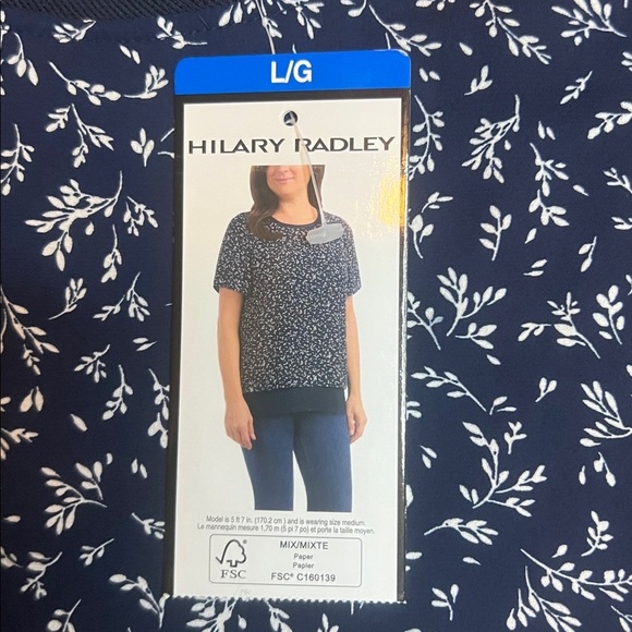 NWT Hilary Radley Navy Floral Flowy Layered Casual Top sz XXL & L - Picture 2 of 7